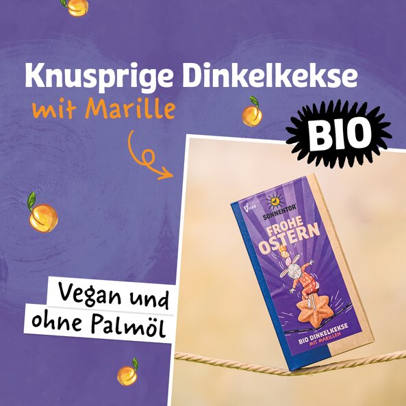 Crunchy organic spelt biscuits with apricot – vegan and palm oil-free